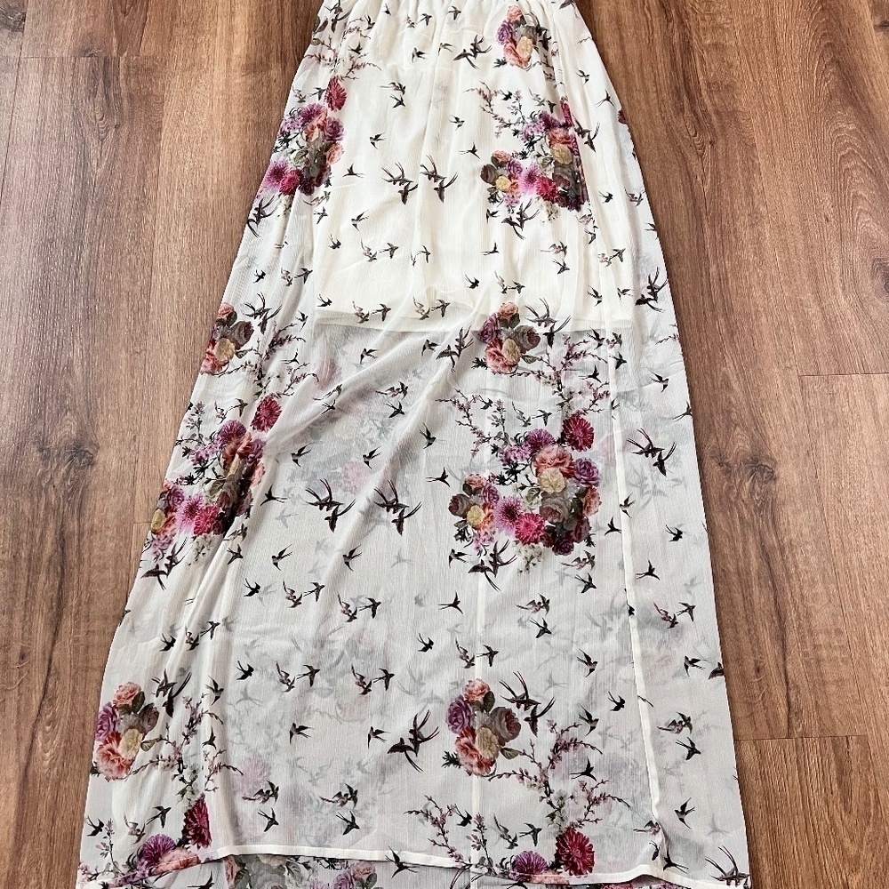 🎉Host Pick🎉 ZARA Trafaluc Bird / Floral Sheer Maxi Dress Sz M - Picture 12 of 15